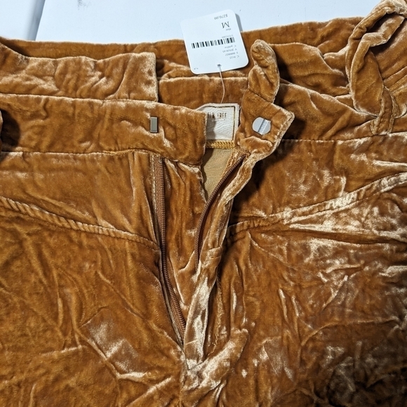 Jen’s Pirate Booty Free People Pants Womens M Gold Velvet Melrose High Rise Boho - Picture 6 of 6